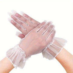D EXCEED Polyester Gloves for Women Hand Wash 1 Pair Vintage Style Lace Gloves