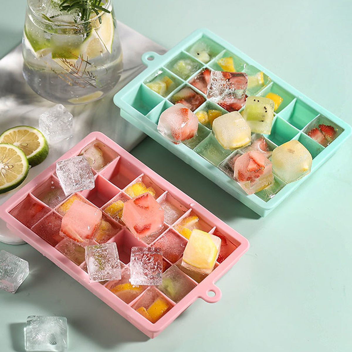 24 Grid Silicone Ice Tray with Cover for Large Ice Batches