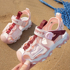 Girls Mesh Breathable Closed Toe Sandals Lightweight Anti-skid Sandals