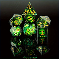 7pcs Green Dragon Eye Dice Set For Board Games