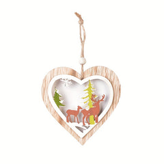1pc Christmas Wooden Hollow Tree Pendant with Star Pendant