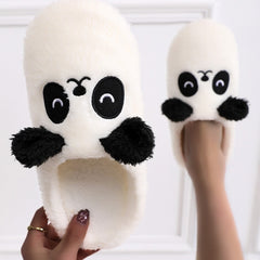 Cartoon Panda Fluffy Slippers for Women