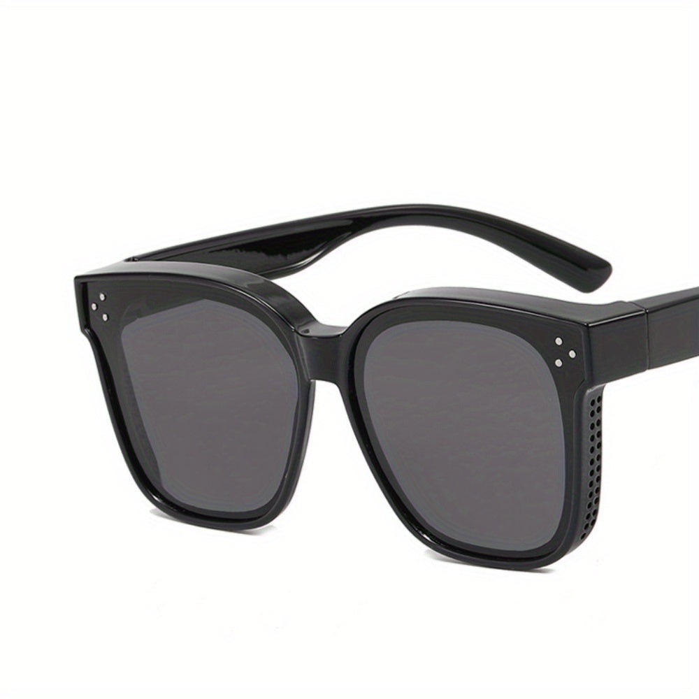 Polarized Square Frame Sunglasses Rivet Decor UV400