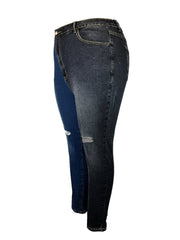 Colorblock Ripped High Rise Skinny Jeans