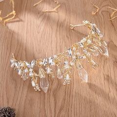 Faux Pearl Rhinestone Crown Hairband Bridal Wedding Headband