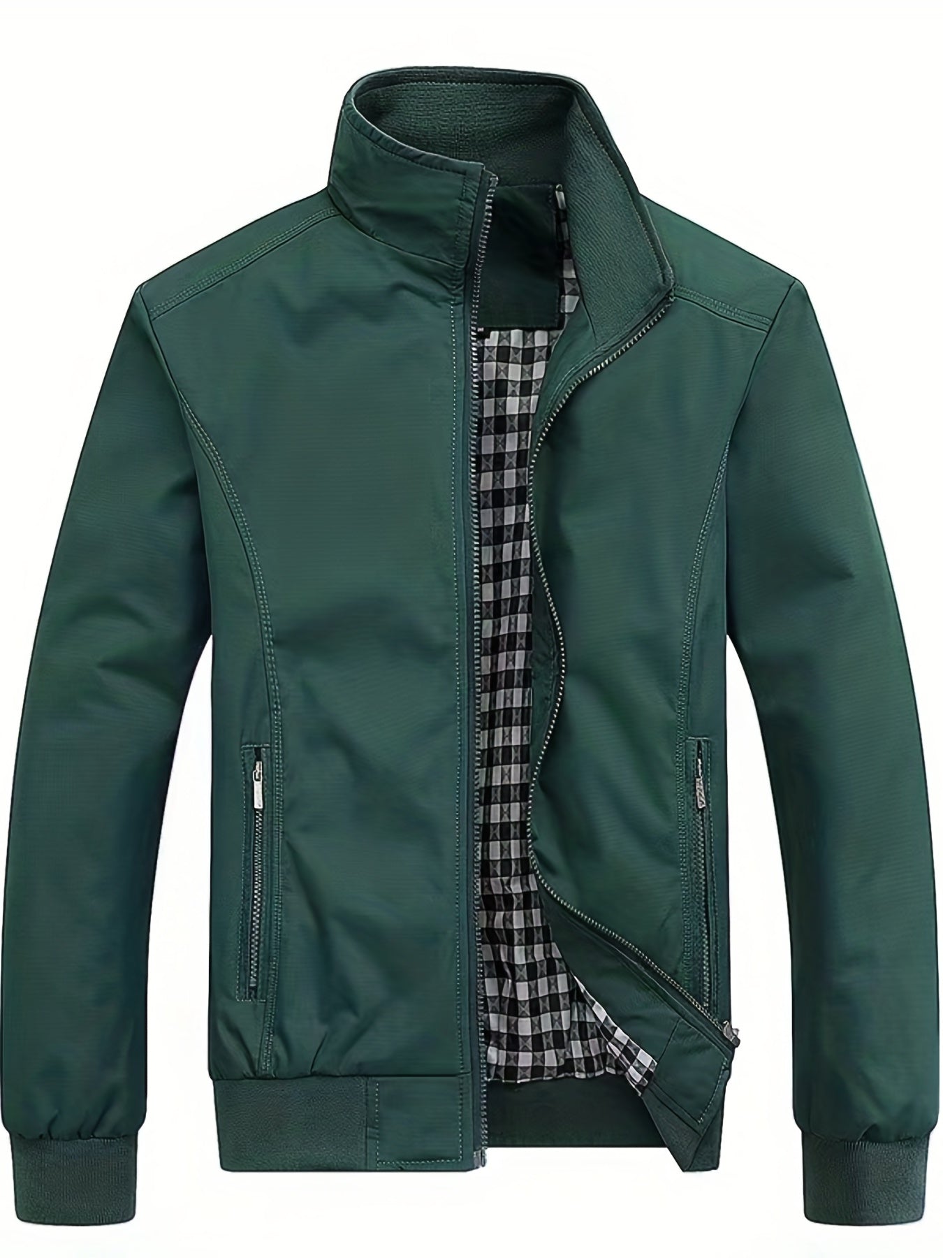 Men's Zip Up Jacket with Pockets for Spring and Autumn