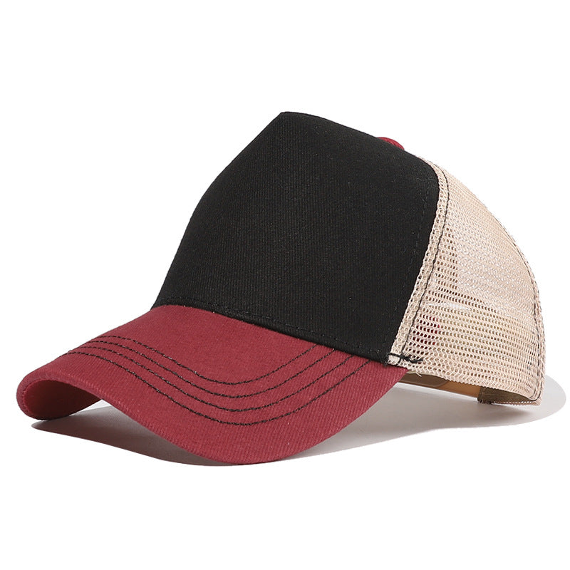 Colorblock Baseball Cap Mesh Breathable Sunshade Peaked Cap