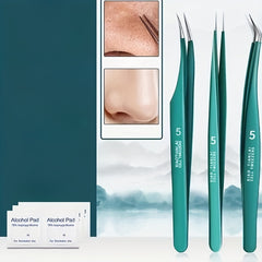 3pcs Acne Clip Ultra Fine Tweezers Pimple Clearing Tool