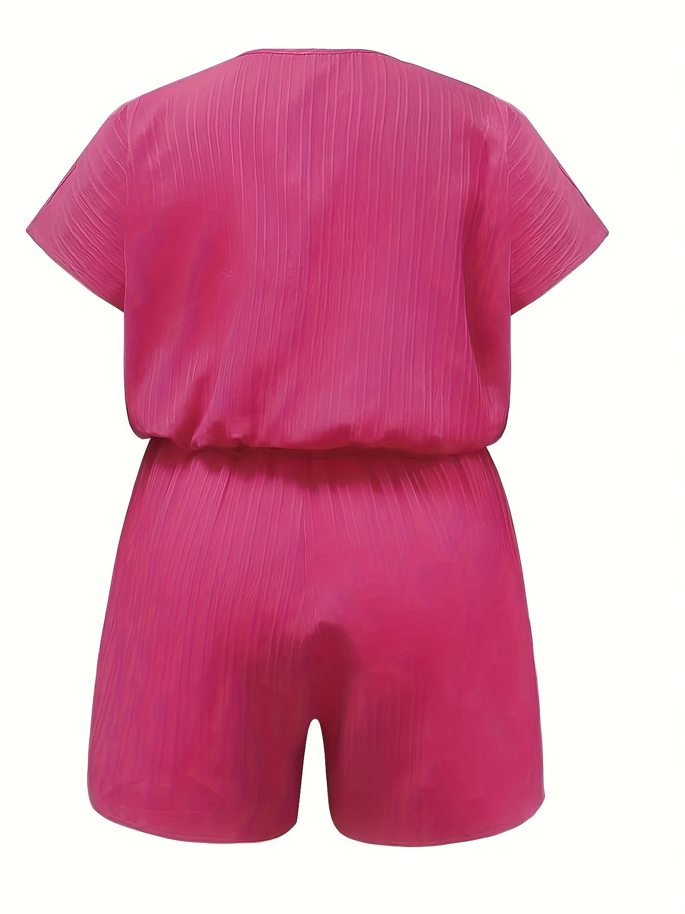 Solid Ribbed Short Sleeve Romper