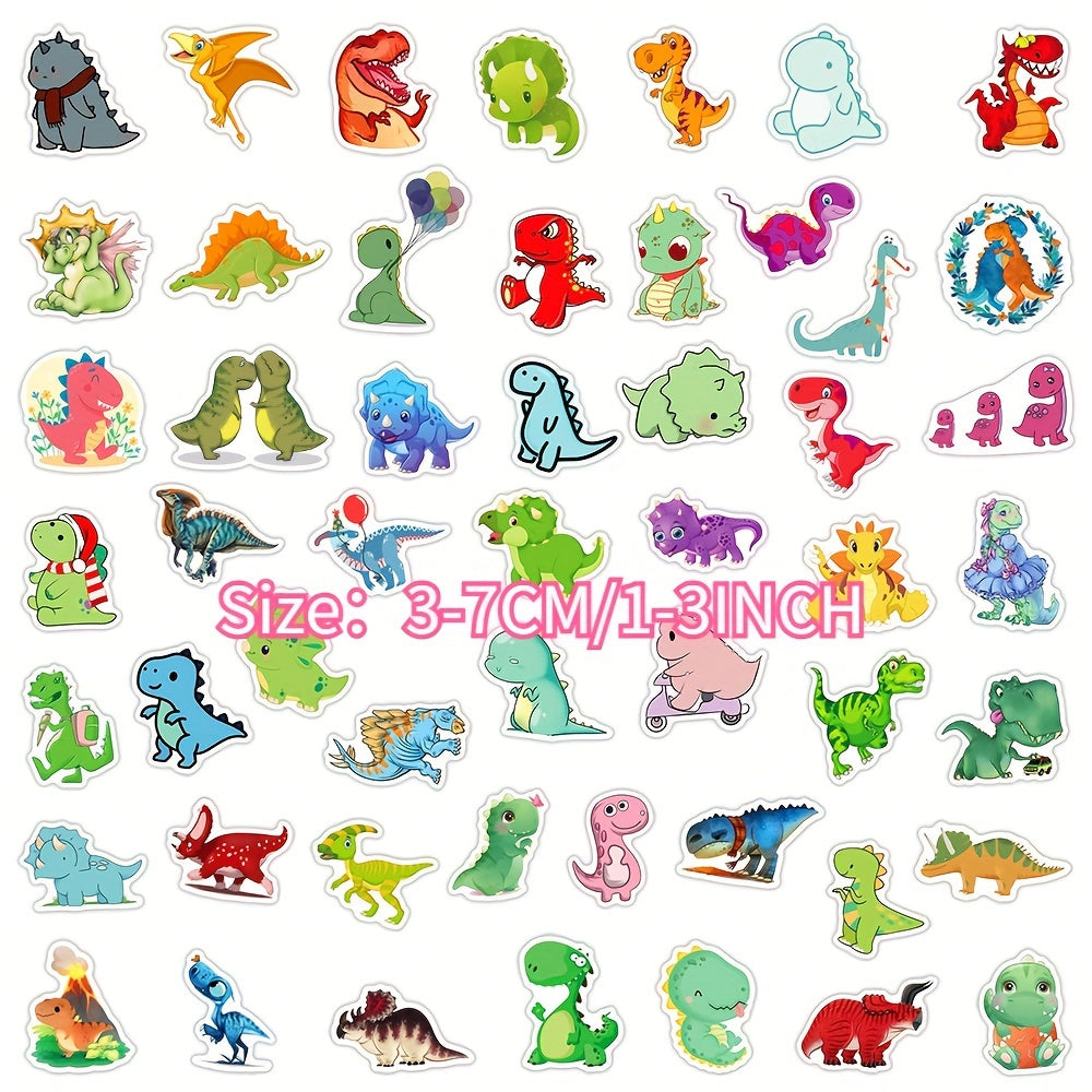 50 Cartoon Dinosaur Series Graffiti Stickers for Various Surfaces