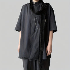 Y2K Retro Silver Thread Knitted Scarf
