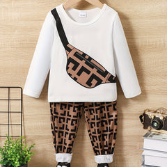 Geometric Print 2pcs Set Boy's Outfit