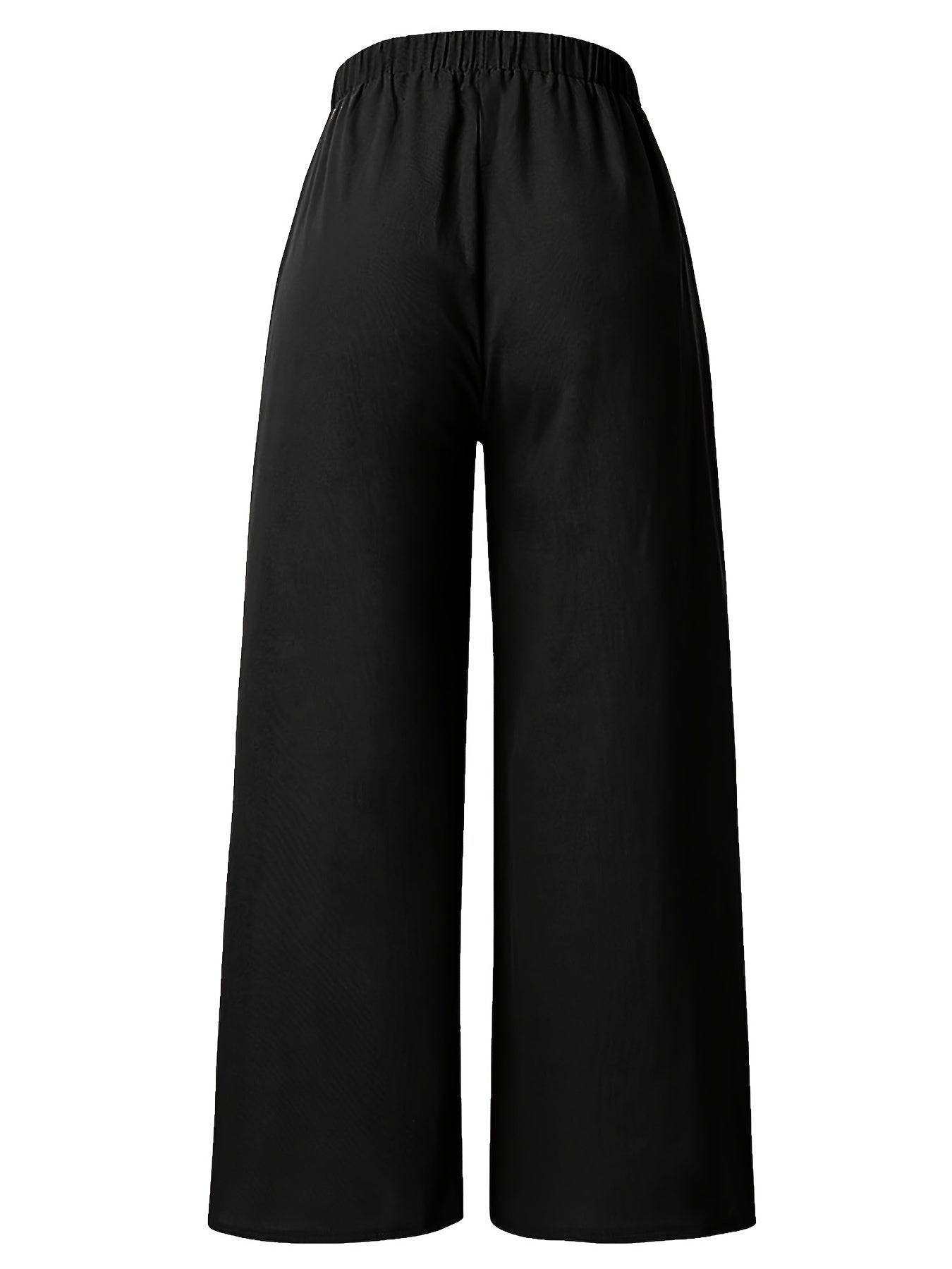 Elastic Waist Wide Leg Pants with Pockets