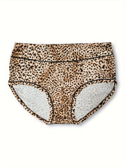 4 Pack Plus Size Sexy Panties Set Leopard Print Briefs Breathable Stretch 4pcs