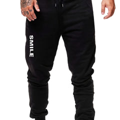Men's Smile Word Print Joggers Drawstring Trousers