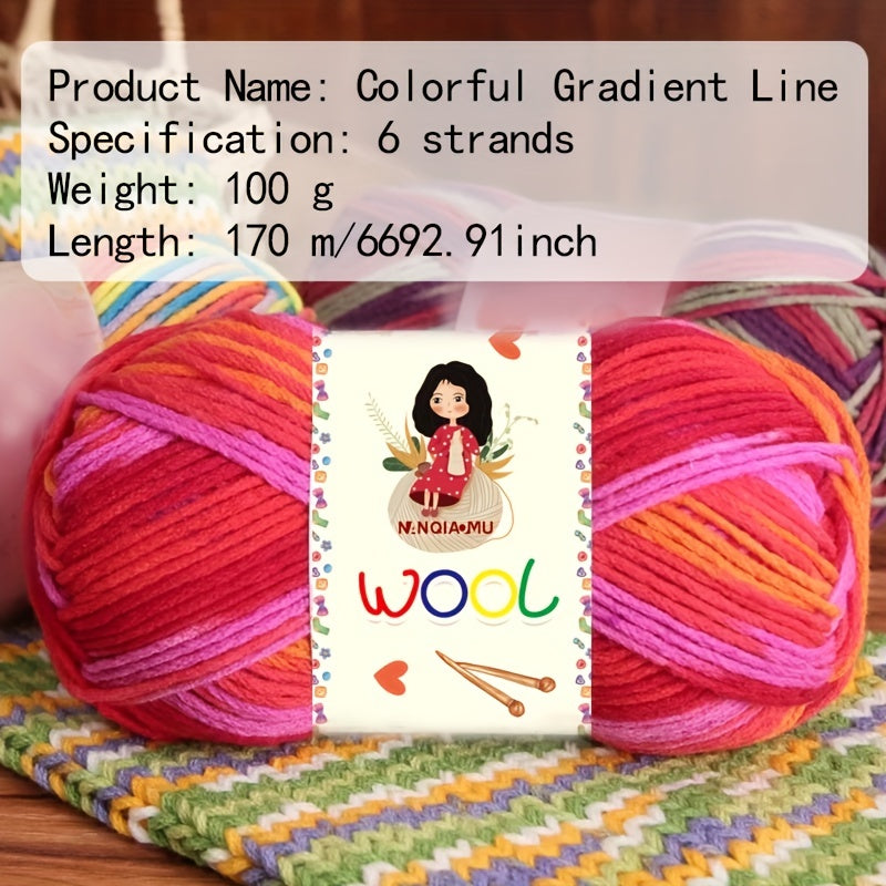 2pcs Gradient Wool Medium Thick Thread for Scarves Hats Clothing Weaving