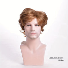 Fashionable Short Curly Wave Hair Light Brown Men's Wig