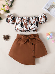 Infant Girls Camo Top & Skirt Set w/ Bow Belt, SS, Summer