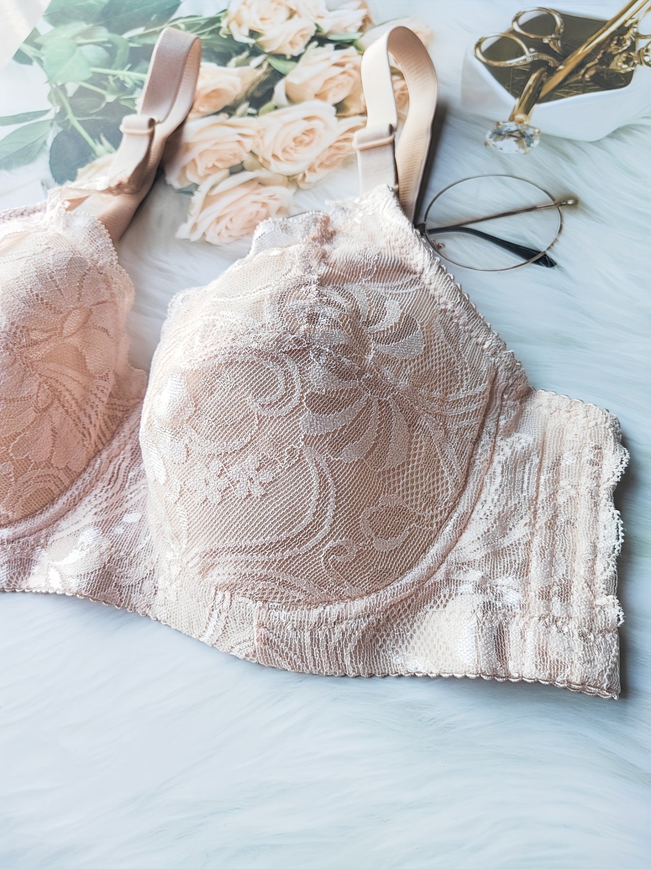 Lace Push Up Bra Scallop Trim Women's Lingerie