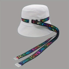 Colorful Ribbon Hip Hop Bucket Hat Solid Kpop Sunscreen Basin Hat