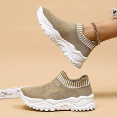 Women's Knit Slip-On Platform Sneakers Breathable Casual Daily Shoes