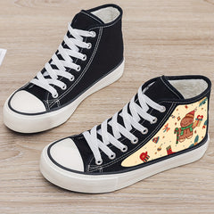 Gingerbread Print Plush Lined Thermal Canvas Sneakers