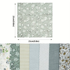 7pcs 24 24 Gray Square Fabric Bundle Sewing Patchwork Floral Dot Stripe Pattern