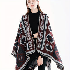 Vintage Puzzle Jacquard Shawl Thick Boho Wrap