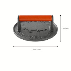 Cast Iron Grill Press with Wooden Handle