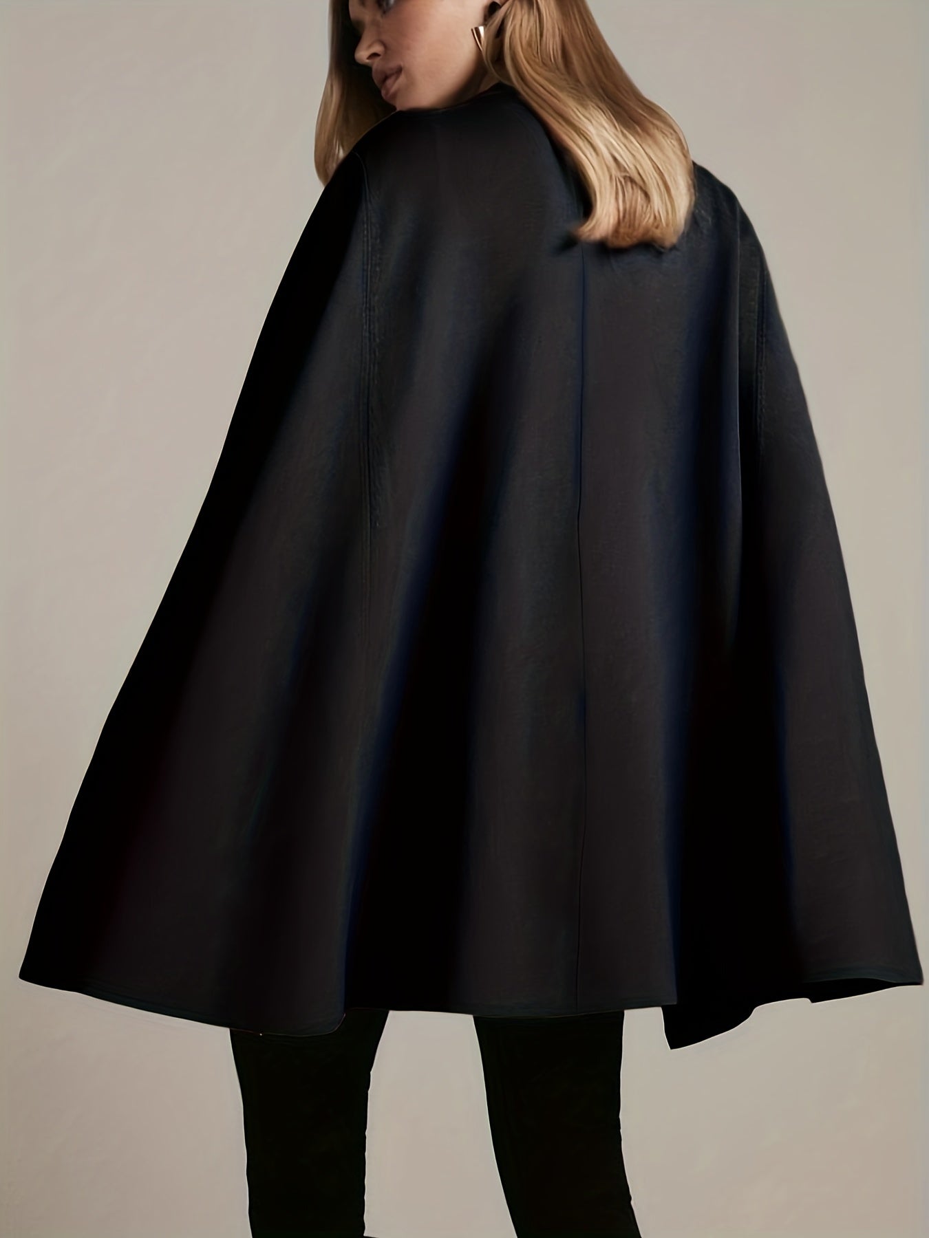 Cape Sleeve Belted Blazer Mock Neck Cloak