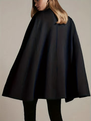 Cape Sleeve Belted Blazer Mock Neck Cloak