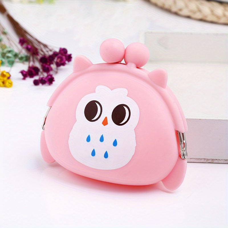 Owl Silicone Coin Purse for Girls - Cute Cartoon Small Storage Bag