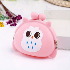 Owl Silicone Coin Purse for Girls - Cute Cartoon Small Storage Bag