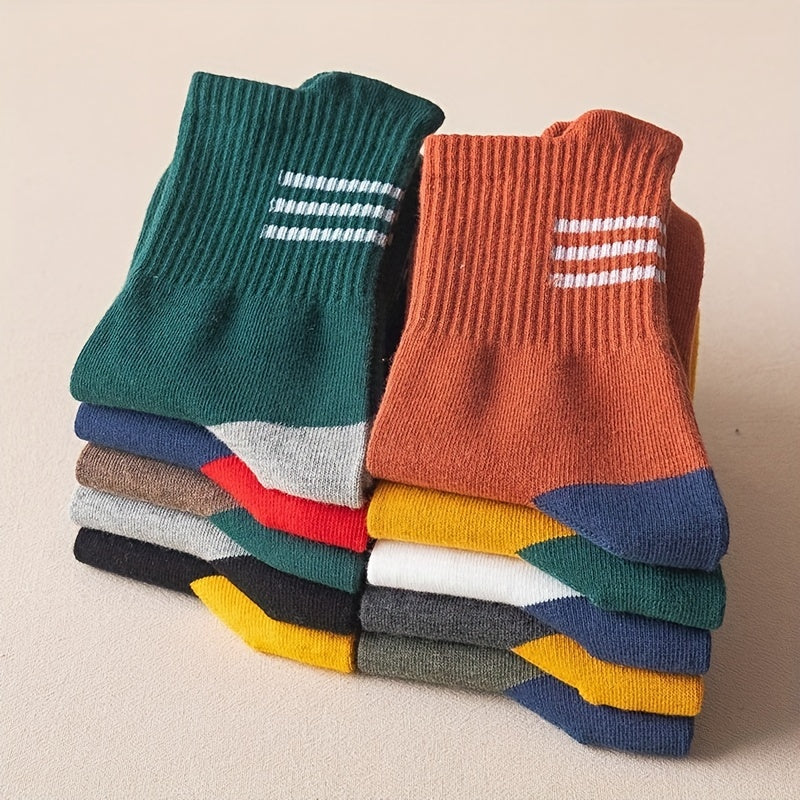 10 Pairs Boys Block Socks Breathable Crew Socks Children's Socks