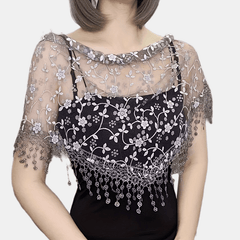 Flower Embroidery Triangle Scarf Tassel Veils Classic Mantilla Head Covering