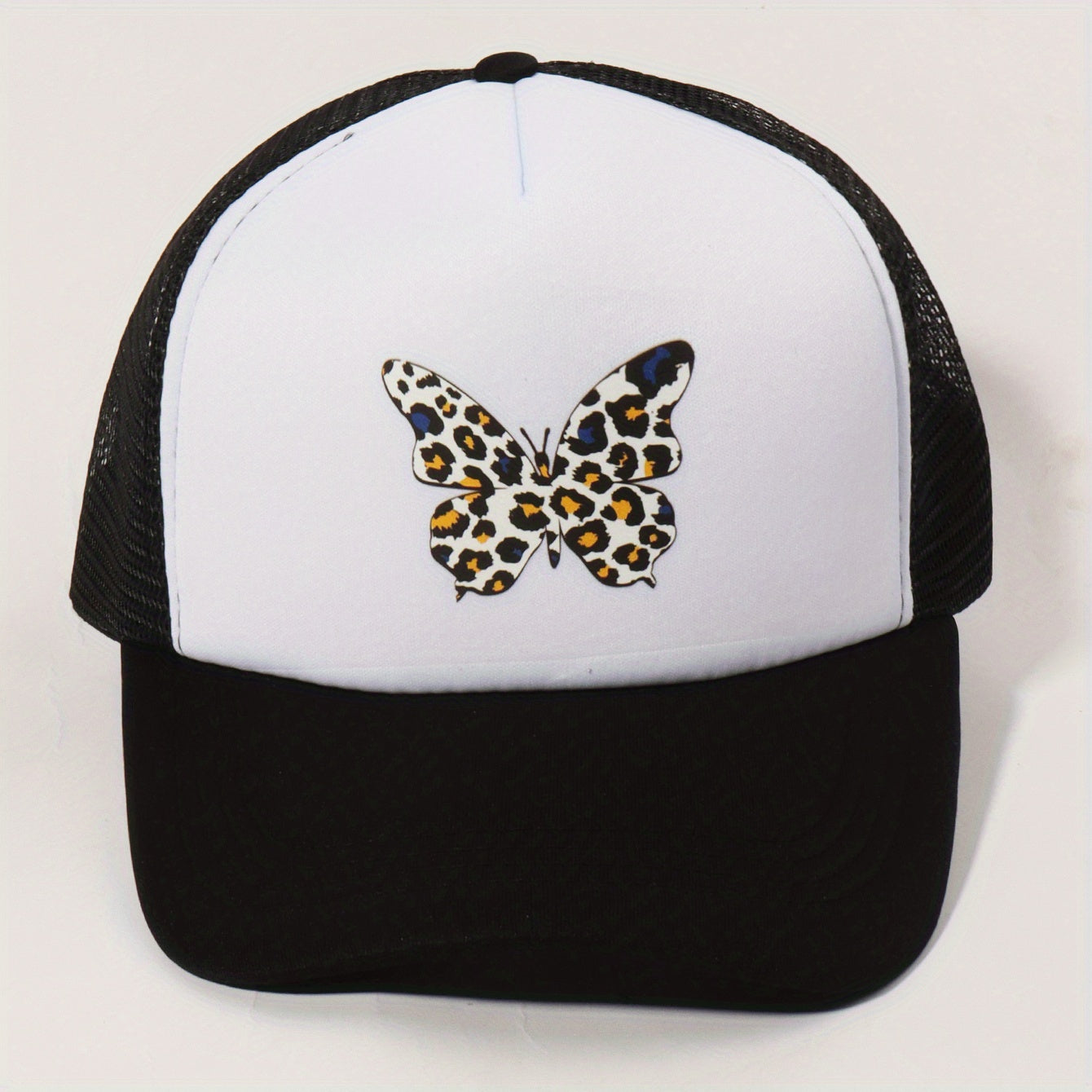 Leopard Butterfly Print Trucker Hat & Mesh Baseball Cap Lightweight Dad Hats