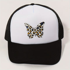 Leopard Butterfly Print Trucker Hat & Mesh Baseball Cap Lightweight Dad Hats