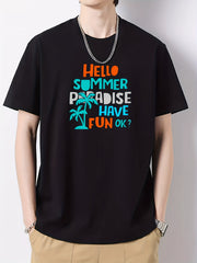 Summer Paradise Print Men's Cotton Graphic Crew Neck Active T Shirt