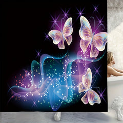 Colorful Butterflies Bathroom Shower Curtain Set