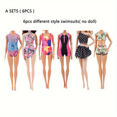6pcs Doll Clothes Swimsuit Bikini Summer Beach Wear for 11 5Inch Dolls
