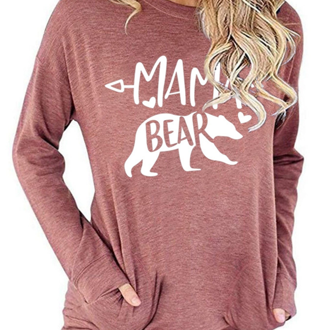 Mamabear Bear Pattern Print Long Sleeve T-shirt