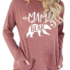 Mamabear Bear Pattern Print Long Sleeve T-shirt