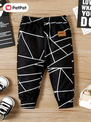 Baby Boy Geometric Print Pants with Leather Patch