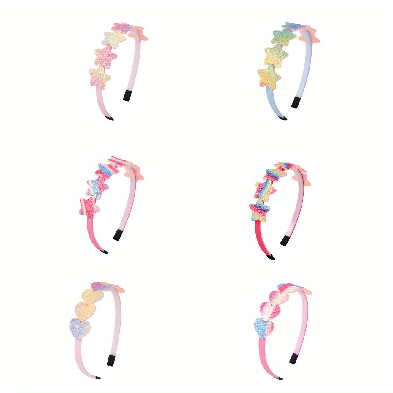 6pcs Star Heart Sequin Hair Hoop Hair Accessories Girls