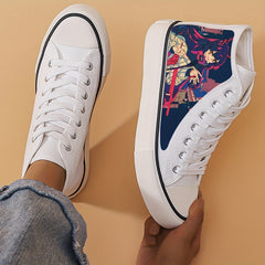 Anime Pattern High Top Skate Shoes for Girls