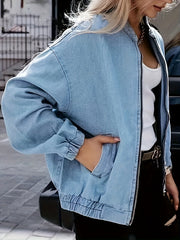 Solid Long Sleeve Denim Jacket