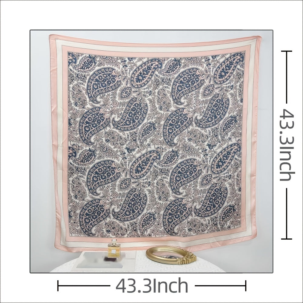 Floral Print Silk Square Scarf Bandana for Women