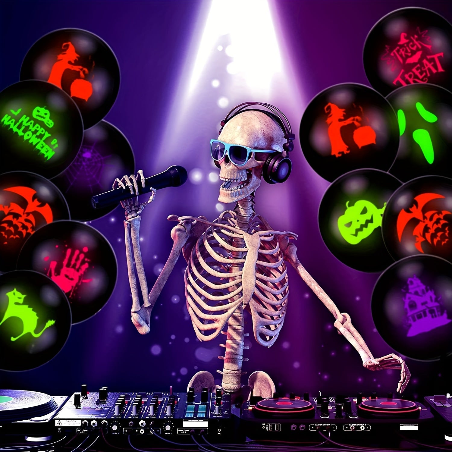 10pcs Halloween Fluorescent Balloon Pumpkin Bat Ghost Neon Latex Balloon