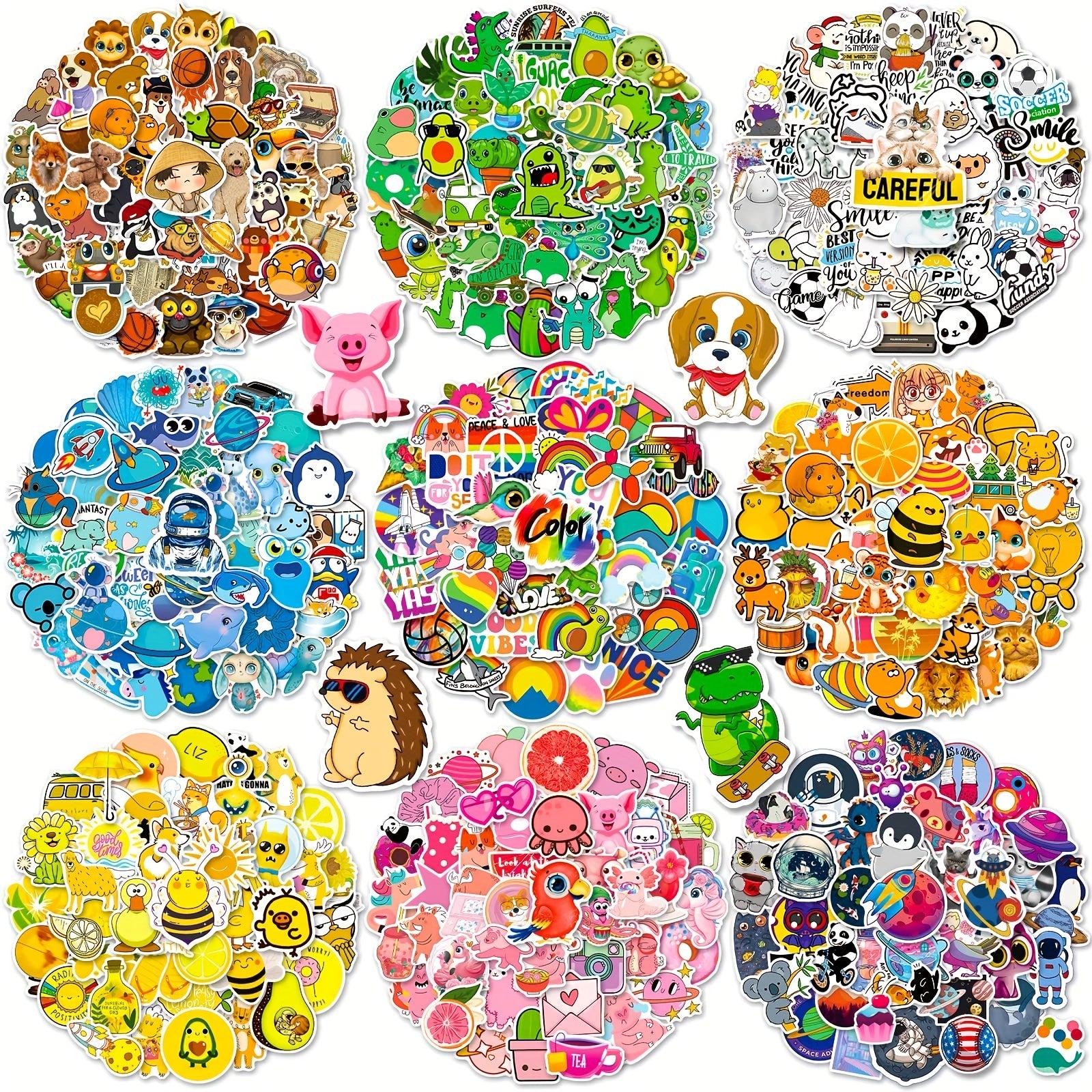 600pcs Cartoon Animal Stickers Waterproof Vinyl Scrapbook Decals