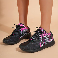 Skull Pattern Rock Style High Top Running Shoes